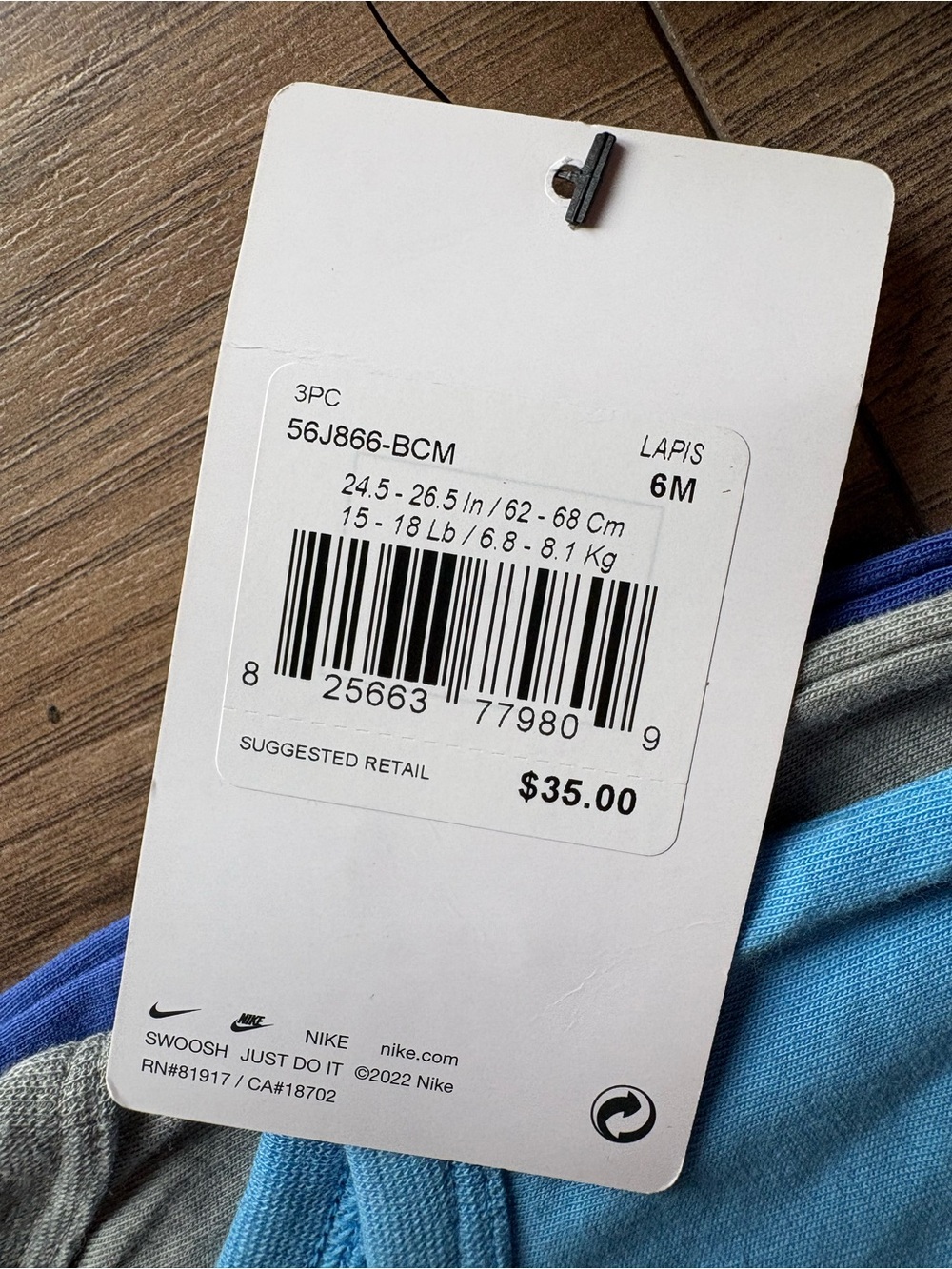 Nike Blue, Light Blue & Gray Smiley 3-Pack Baby Bodysuits - Picture 5 of 5